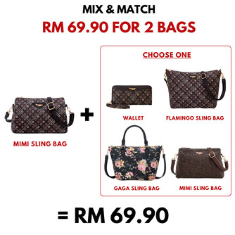 MIMI SLING BAG - BATIK BQ, DARK BROWN